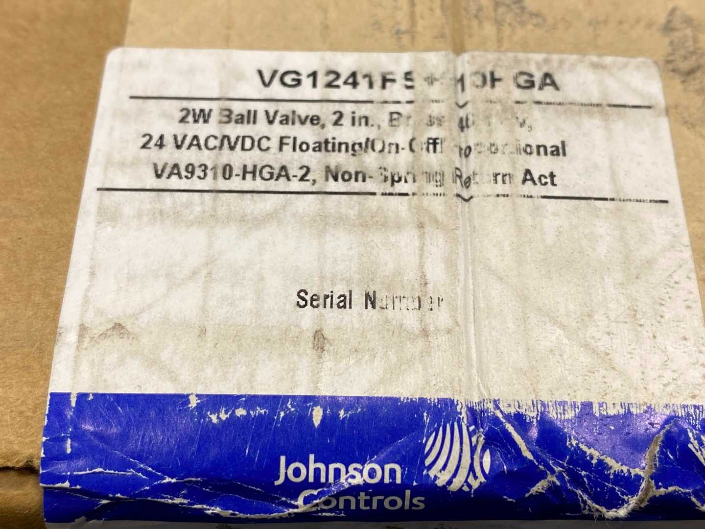 Johnson Controls VG1241FS+910HGA 2-Way 2" Non Spring Return Actuator 