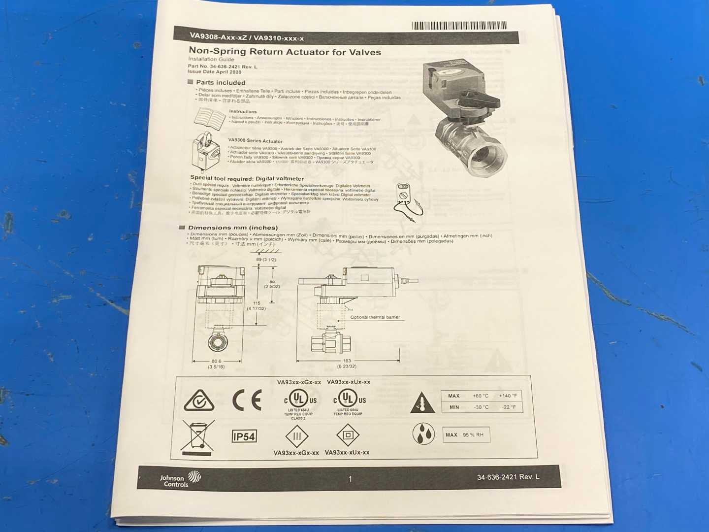 Johnson Controls VG1241FS+910HGA 2-Way 2" Non Spring Return Actuator 