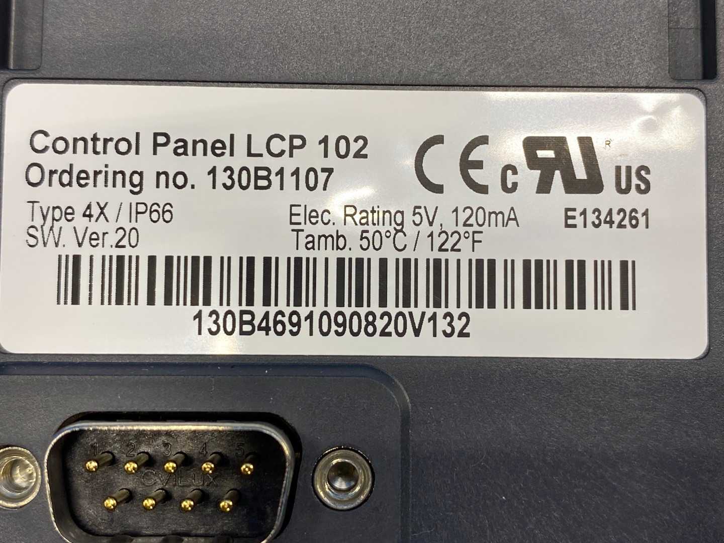 Danfoss VLT LCP 102 Ordering No. 130B1107 Control Panel — IP66 / Type 4X SW VER.20, 5V, 120mA