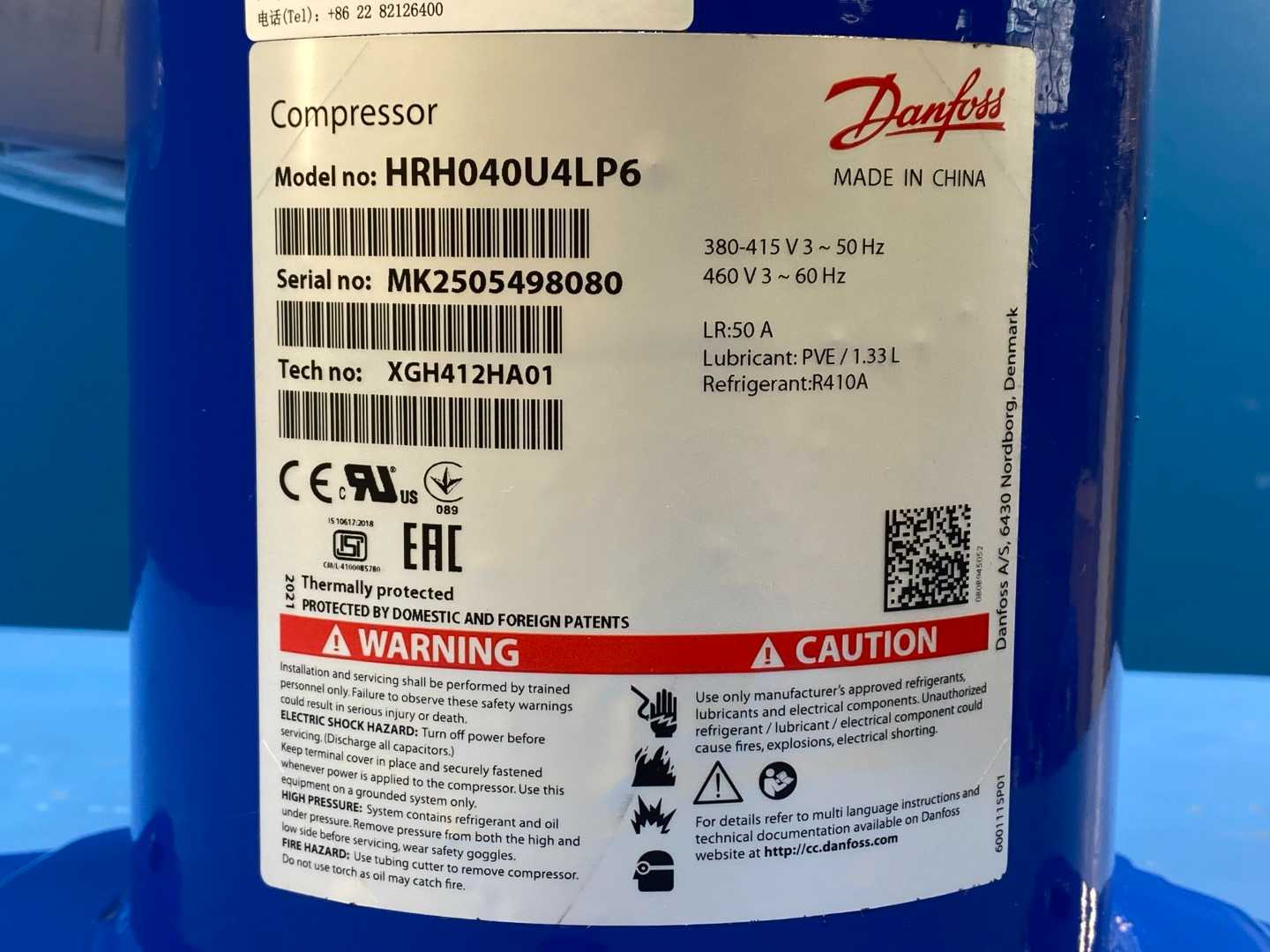 Danfoss Inverter Scroll Compressor HRH040U4LP6 121L1211 (3.3 Ton / 40K BTU)