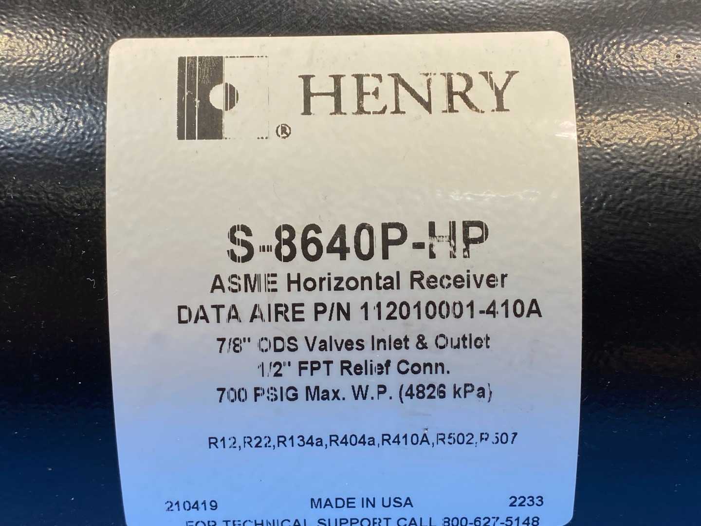 ASMO Horizontal Liquid Refrigerant Receiver S8640P-HP