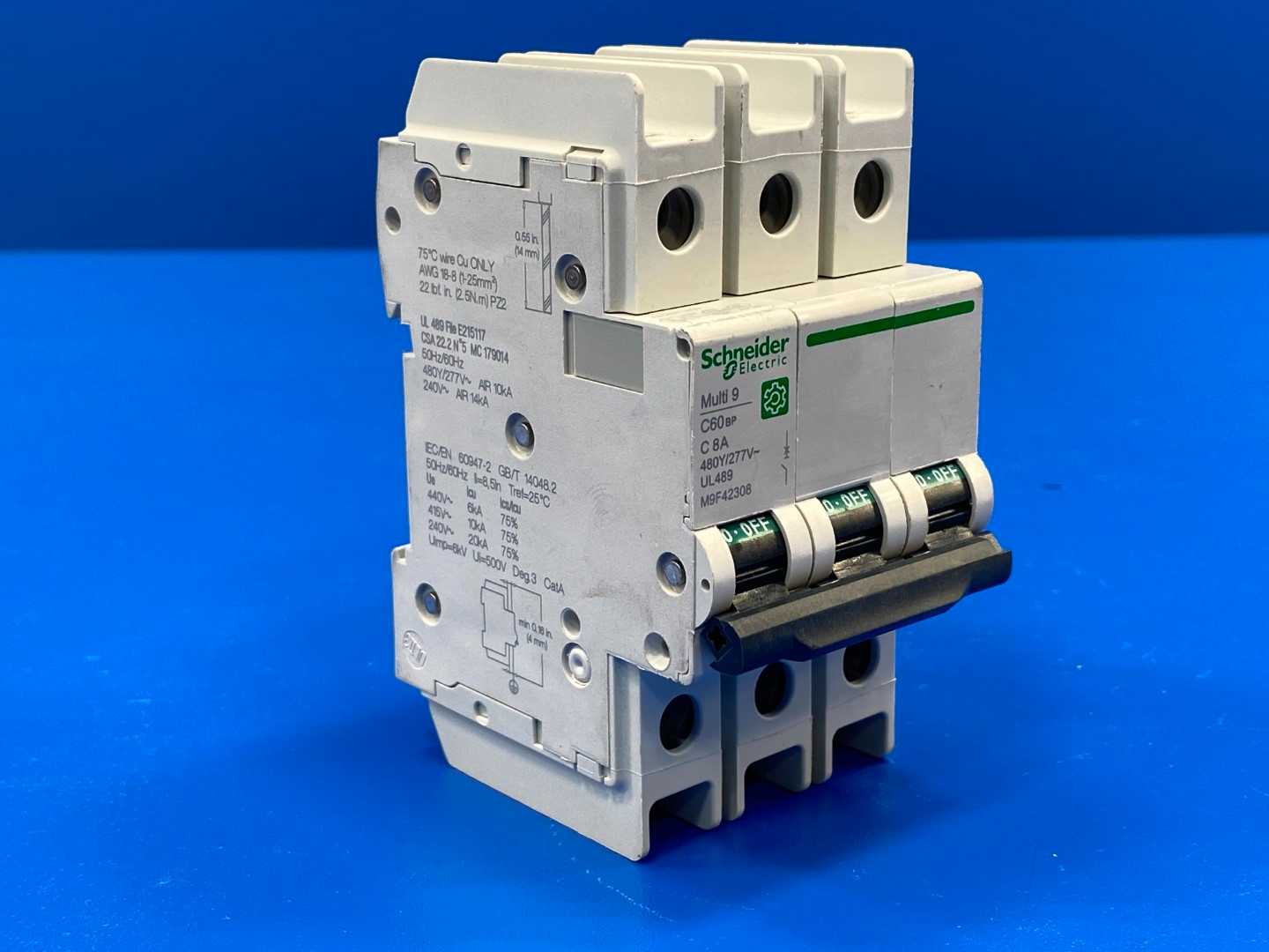 Schneider Electric M9F42308 IEC Circuit Breaker, C60BP Series 8A, 3-Pole
