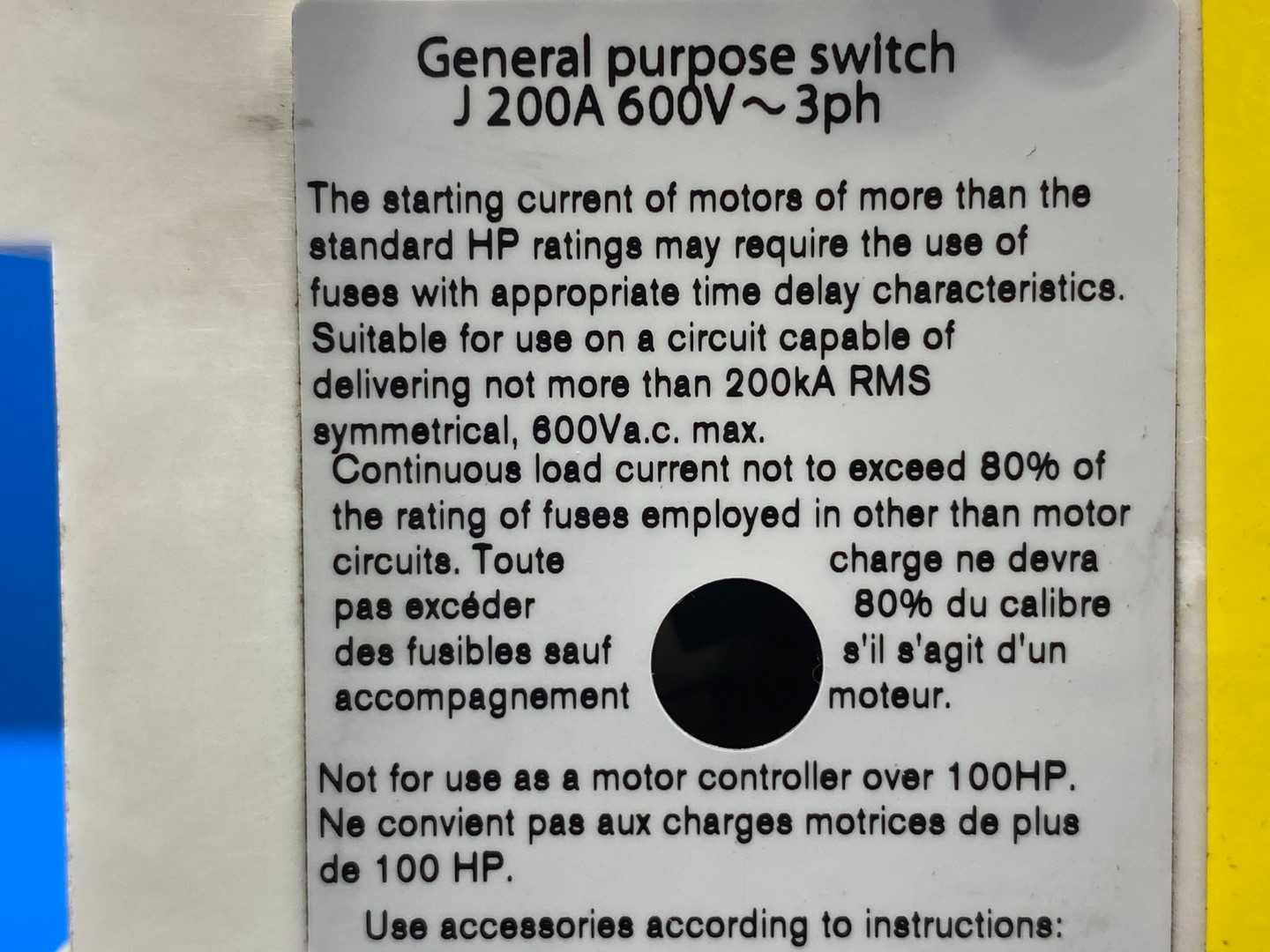 Eaton R9L3200FJ Fusible Rotary Disconnect Switch 200A 3 Pole 600VAC 