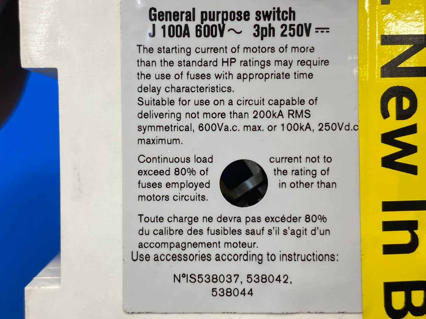 Eaton R9K3100FJ 3-Pole Switch Disconnect 100A 