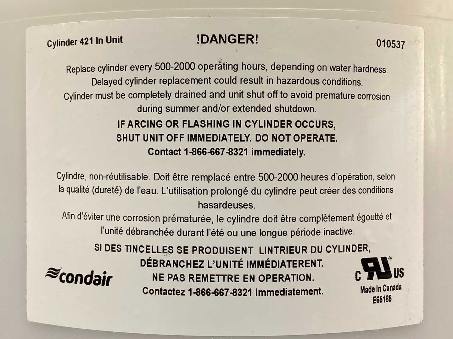 Nortec Condair Cylinder 421/403 1519040