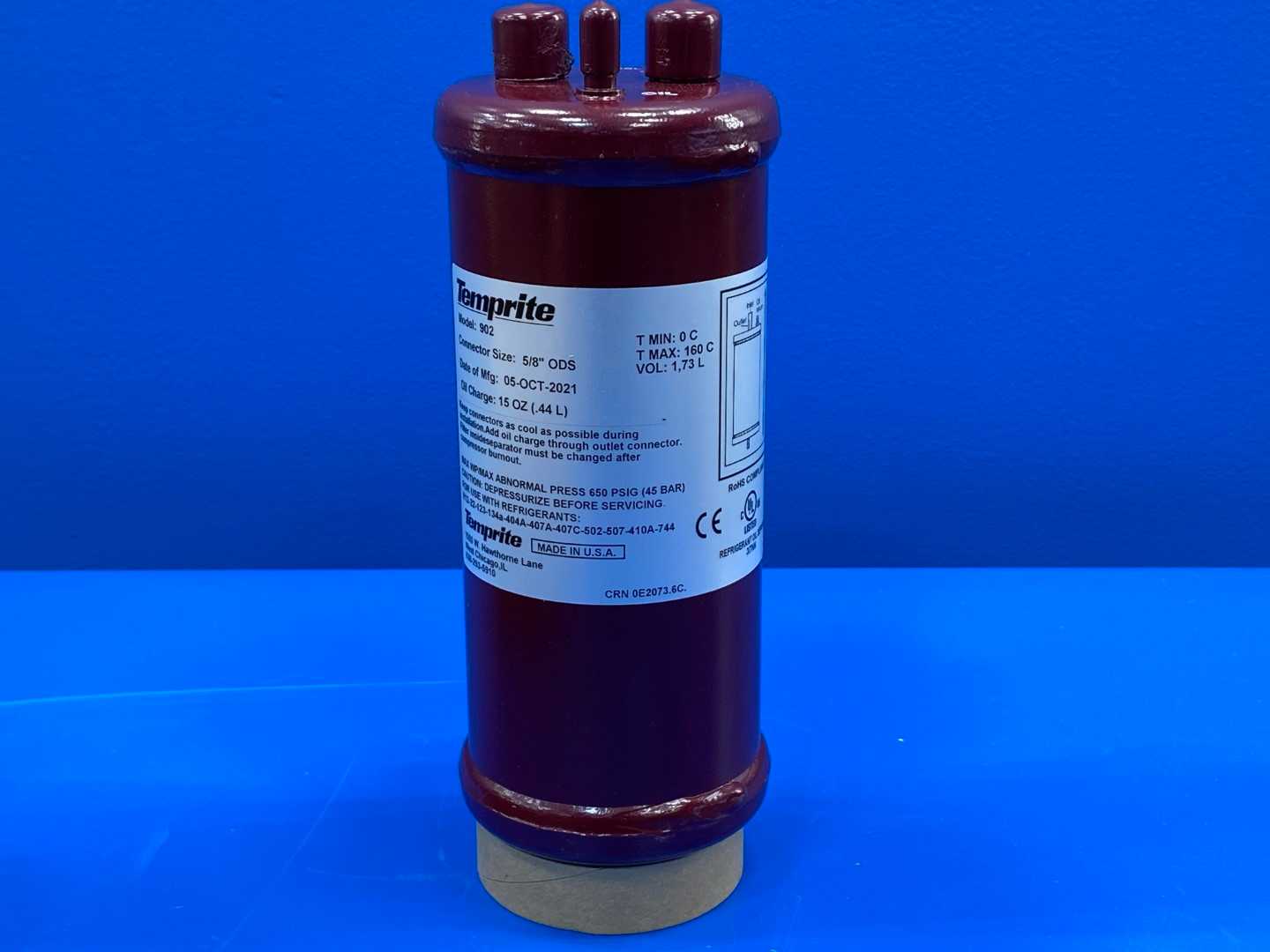 Temprite 902 Refrigerant Oil Separator 37N6 5/8"ODS 15Oz(.44L) Oil Change