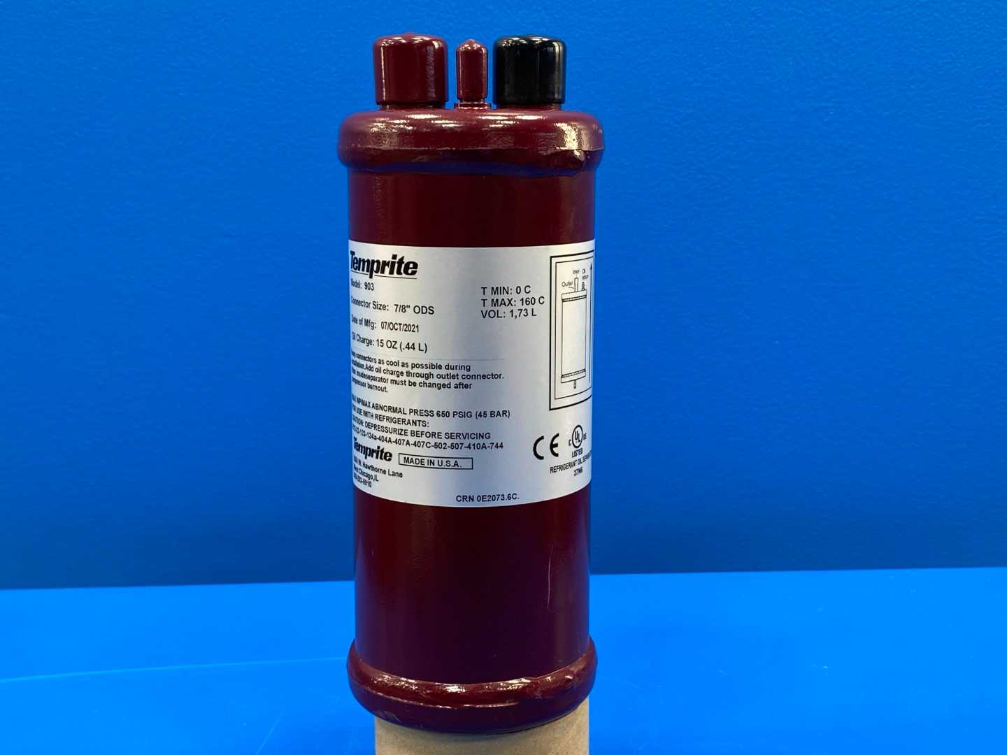 Temprite 903 Refrigerant Oil Separator 37N6 7/8"ODS 15Oz(.44L) Oil Change