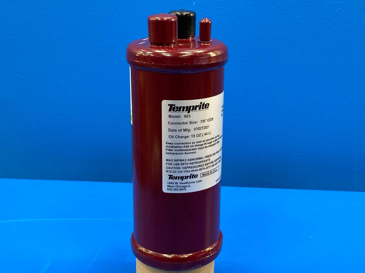 Temprite 903 Refrigerant Oil Separator 37N6 7/8"ODS 15Oz(.44L) Oil Change