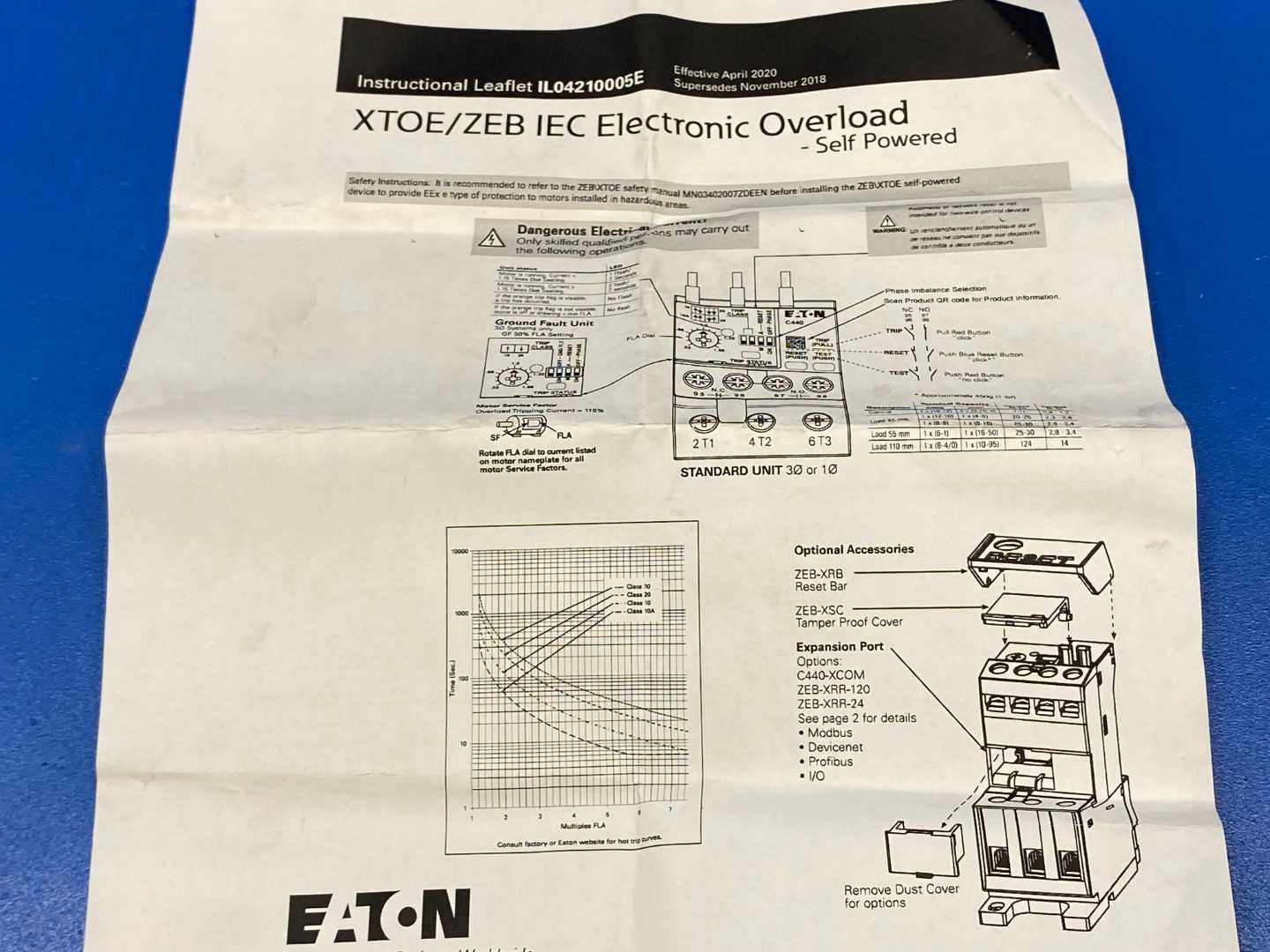 Eaton XTOE020CCSS ZEB32-20 Overload Relay Socket, 3-Pole, 4 Amp – 20 Amp