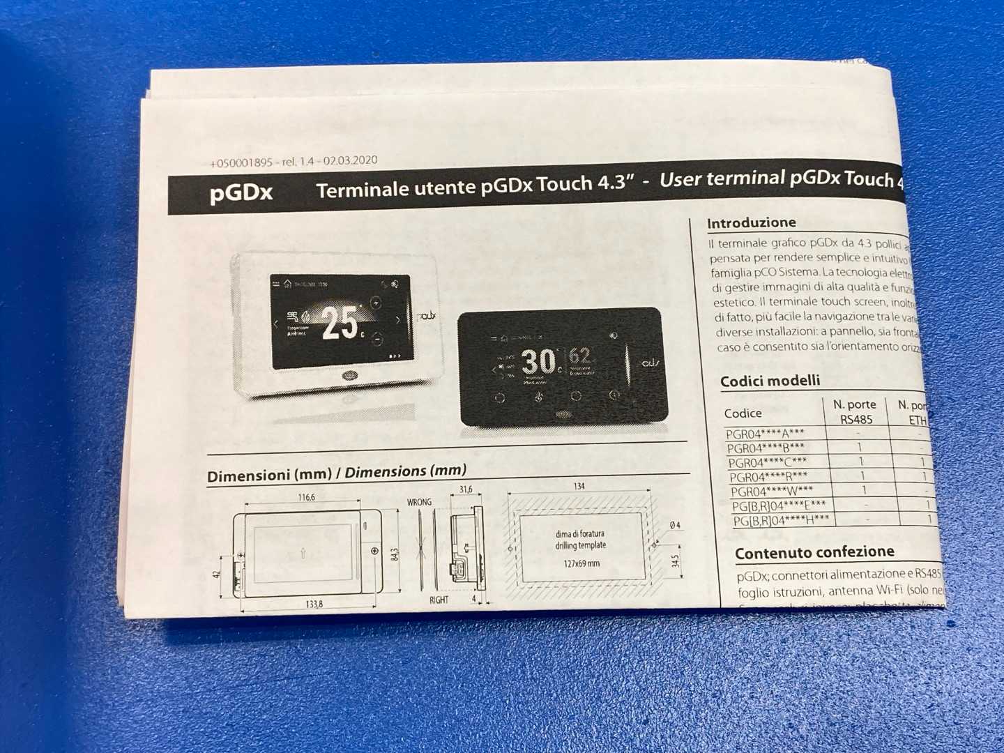 Carel PGR04000WBD00, PGDX 4.3" Digital Display