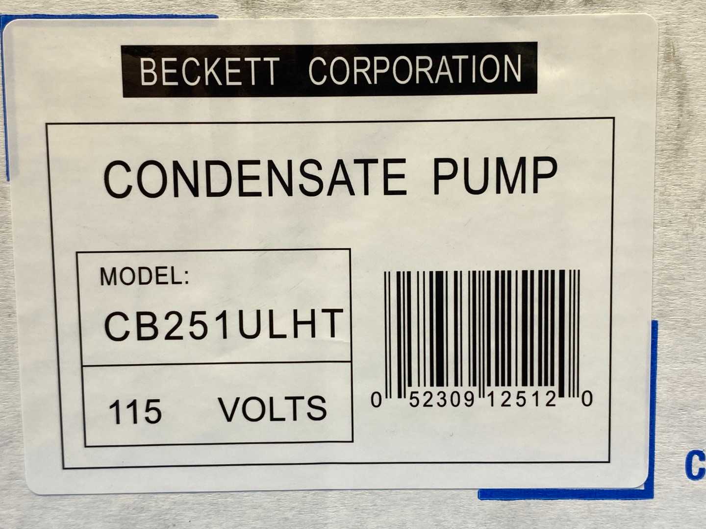 CB251ULHT Large High Temp Condensate Pump, 115V, 25 Ft Max Lift, Rated to 190° F