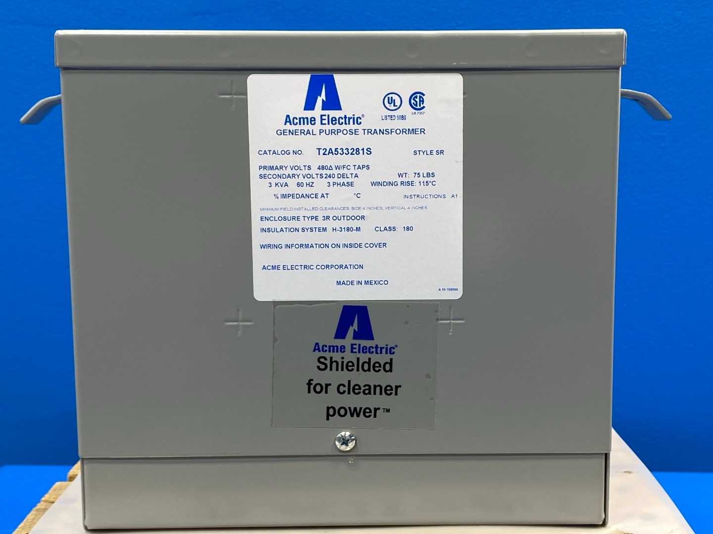 Acme Electric  3KVA T2A533281S  Transformer 240V/480V Type 3R Outfoor