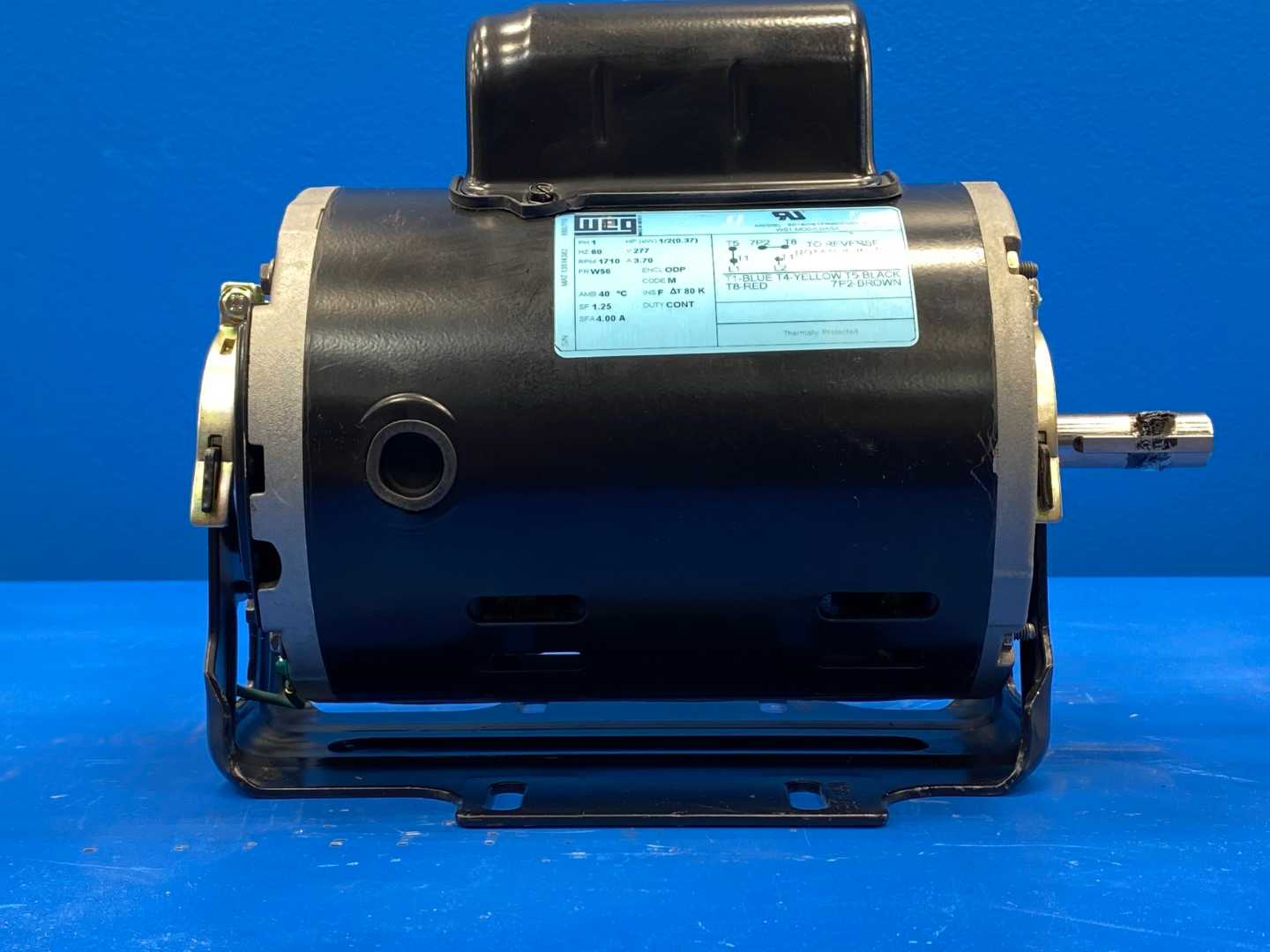 WEG 13614382 Motor, 0.5HP, 277V, 60Hz, 1PH