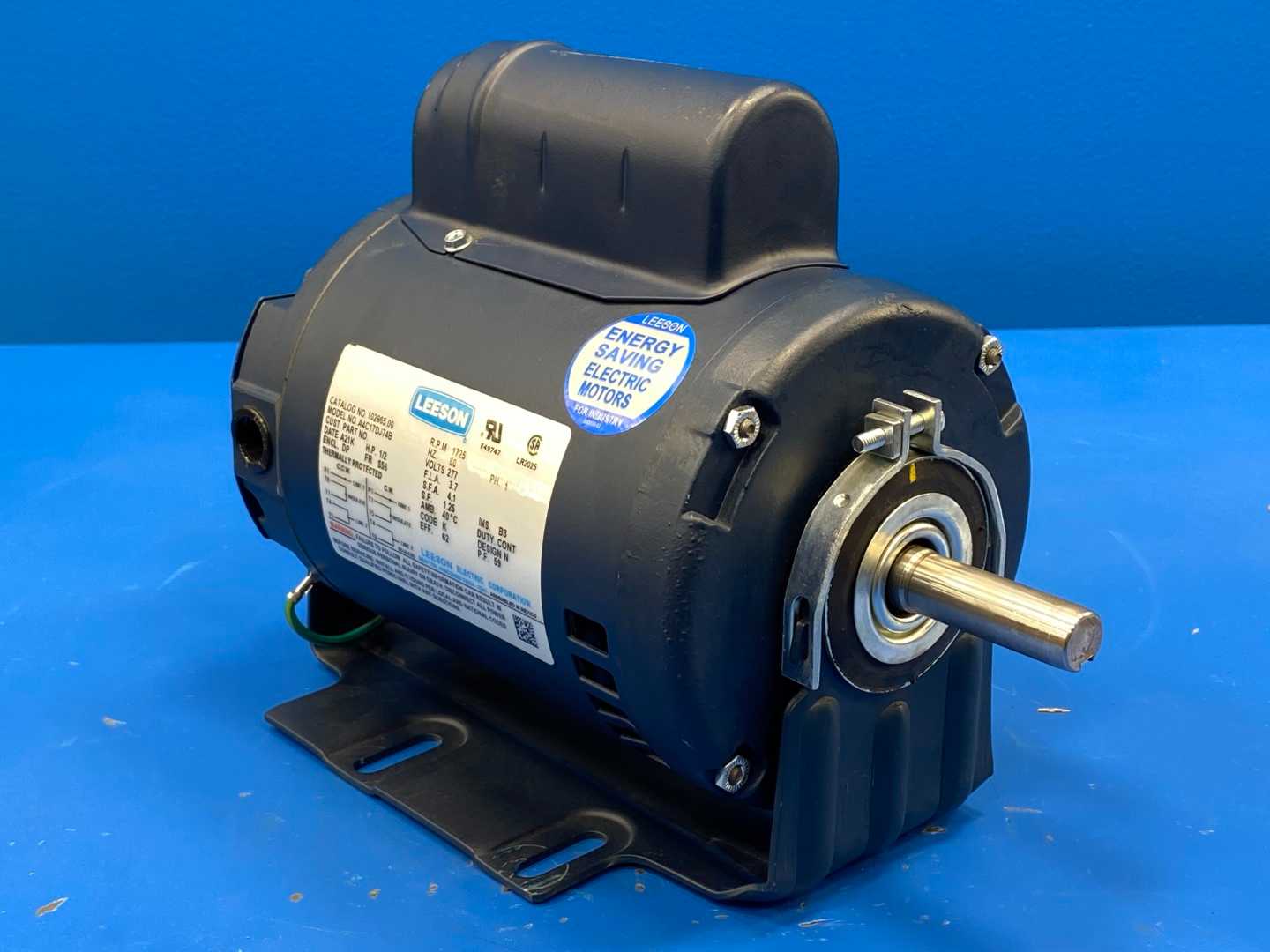 Leeson 102965.00 A4C17DJ74B Motor, 1/2HP, 1PH, 277V, 1725RPM