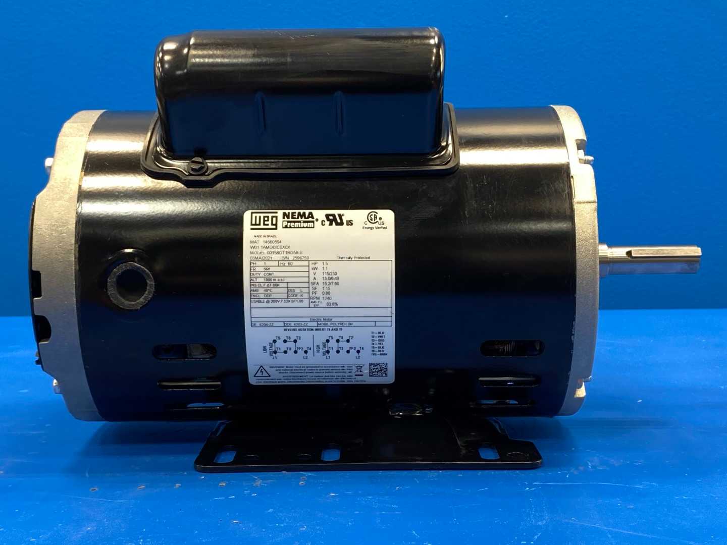 Weg 00158OT1B056-S Motor, 1.5HP, 1PH, 115/230V, 1740RPM