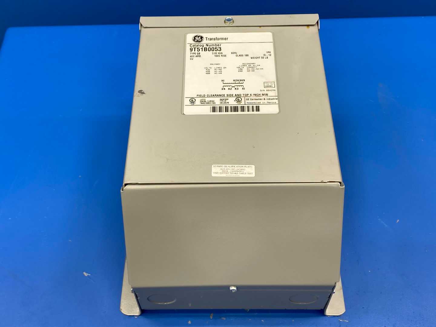 General Electric 9T51B0053  Transformer  3.00KVA, 1PH, 60HZ, Class 180