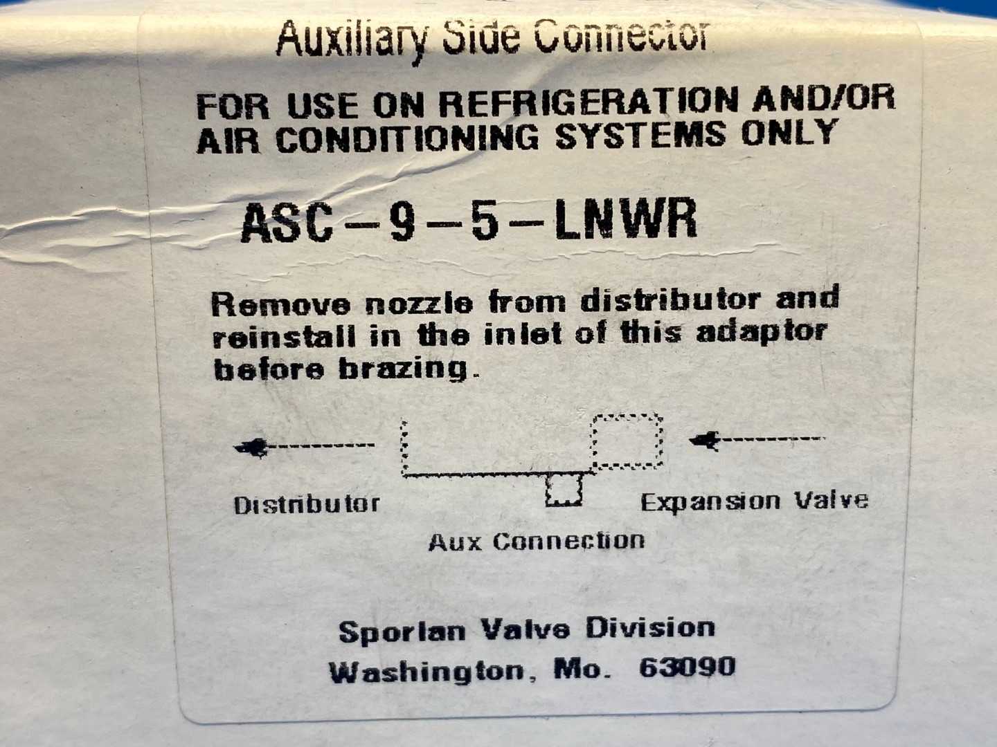 Sporlan Auxiliary Side Connector ASC-9-5-LNWR (206841)