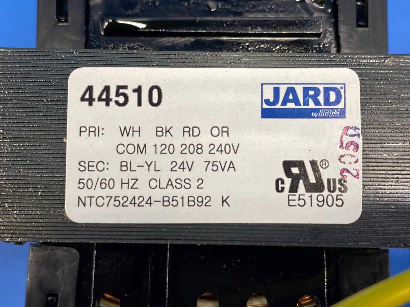 Jard (Mars) 44510 75VA Control Transformer (7531F) NEMA Class II, 120/208/240VAC