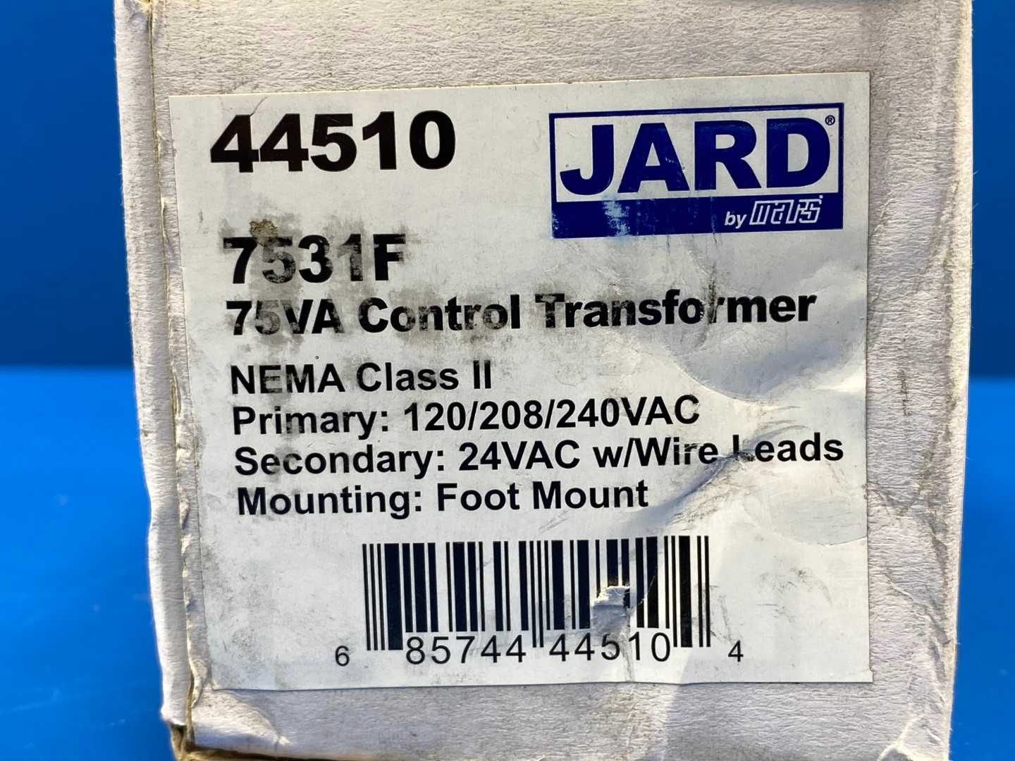 Jard (Mars) 44510 75VA Control Transformer (7531F) NEMA Class II, 120/208/240VAC