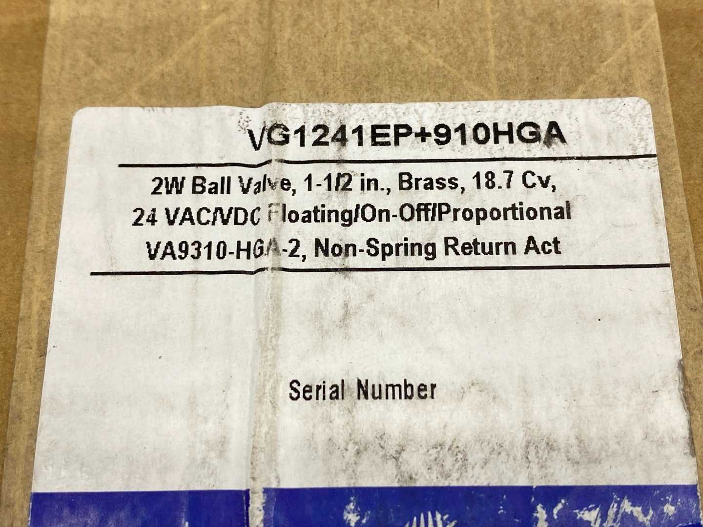 Johnson Controls VG1241EP+910HGA, 2W Ball Valve,1-1/2" Brass, 18.7 CV