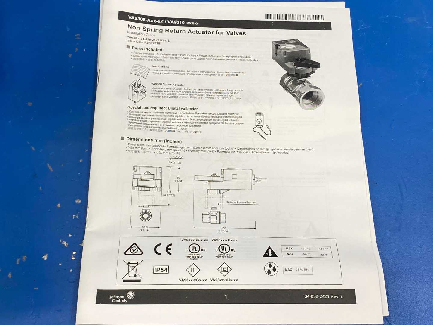 Johnson Controls VG1241EP+910HGA, 2W Ball Valve,1-1/2" Brass, 18.7 CV