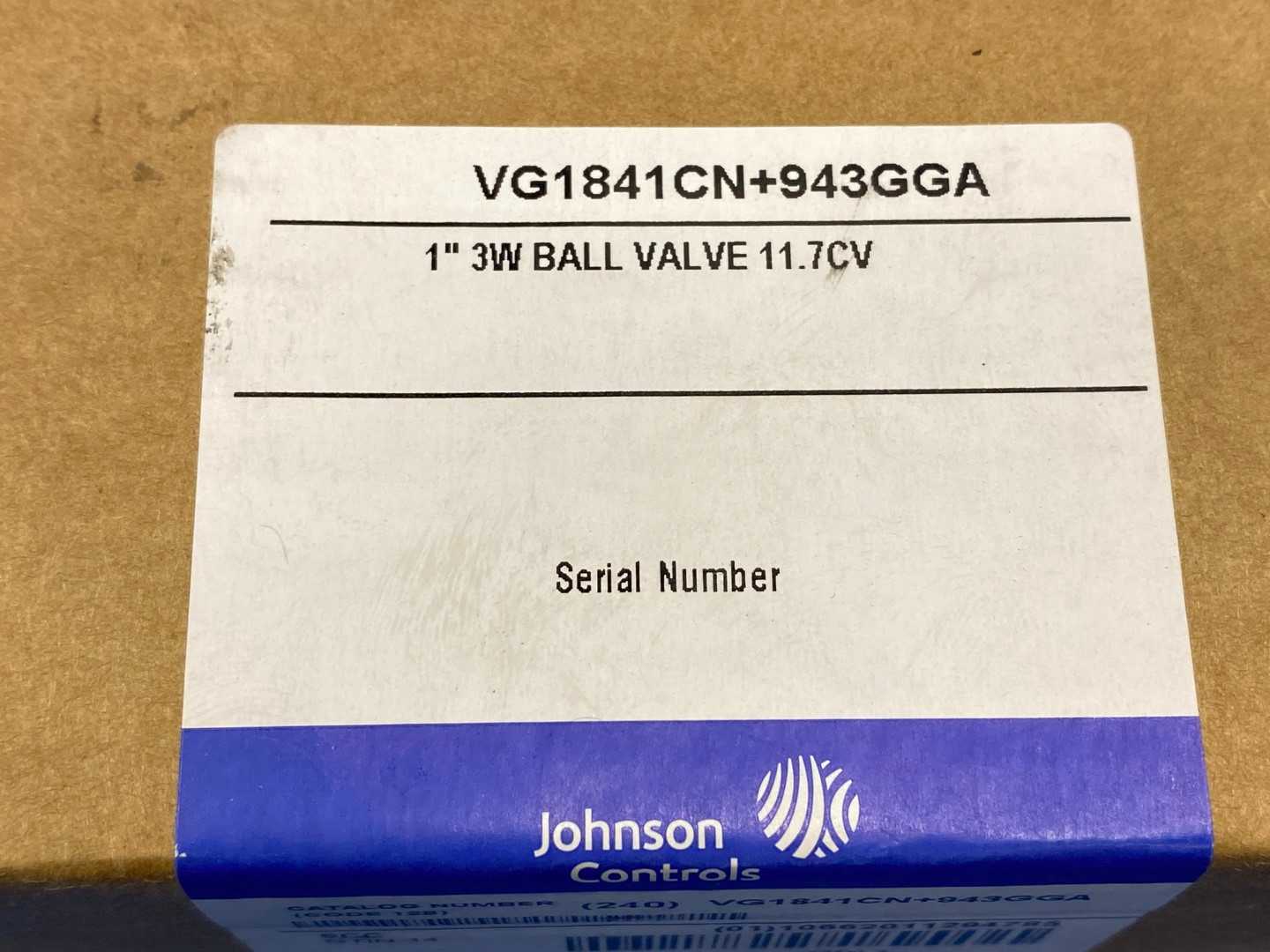 Johnson Controls VG1841CN+943GGA, 1"3W Ball Valve 11.7CV