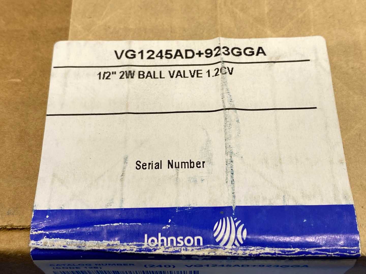 Johnson Controls VG1254AD+923GGA, 1/2", 2W Ball Valve, 1.2CV Valve Actuator