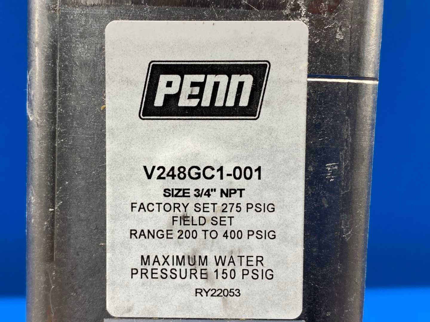 Penn V248GC1-001C, 3/4" NTP 3-Way Water Valve 200-400PSIG, 1/4"SAE Male