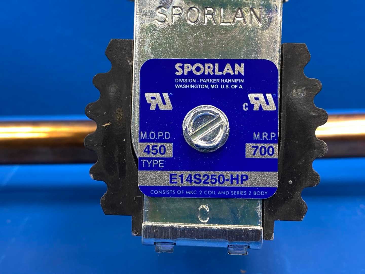 Sporlan Solenoid Valve E14S250-HP, 5/8" ODF, 24/50-60JAQ