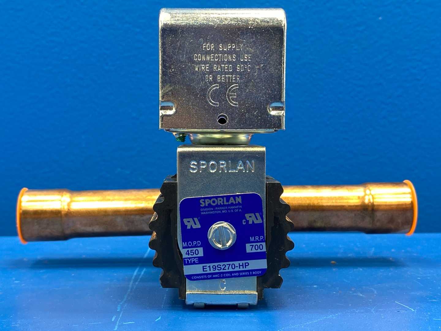 Sporlan Refrigerant Solenoid Valve E19S270-HP w/ MKC-2 coil, 7/8" ODF