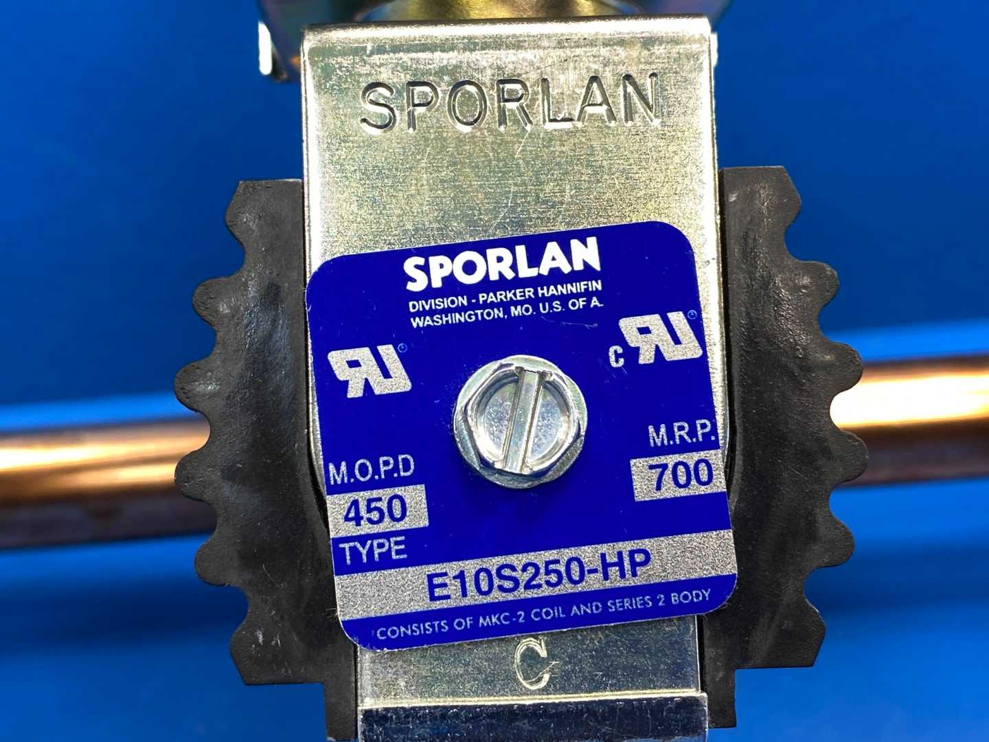 Sporlan Solenoid Valve E10S250-HP, 5/8" ODF Solder Connection, 24/50-60JAQ