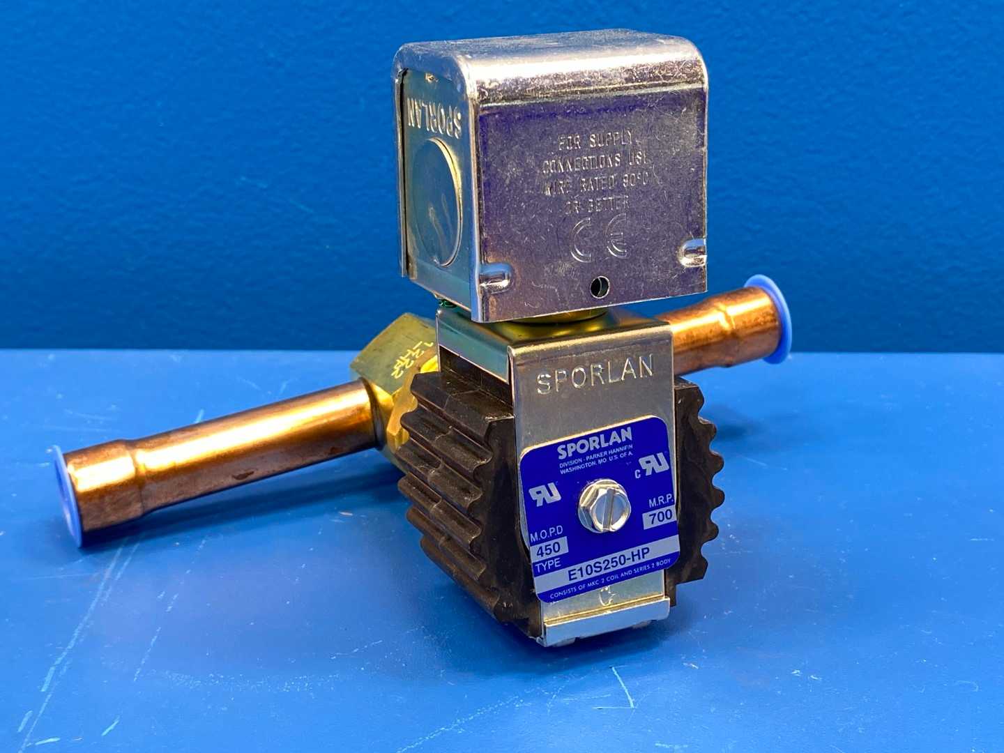 Sporlan Solenoid Valve E10S250-HP, 5/8" ODF Solder Connection, 24/50-60JAQ