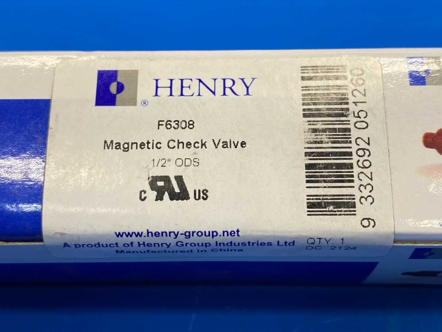 Henry Magnetic Check Valve F6308, 1/2" ODS