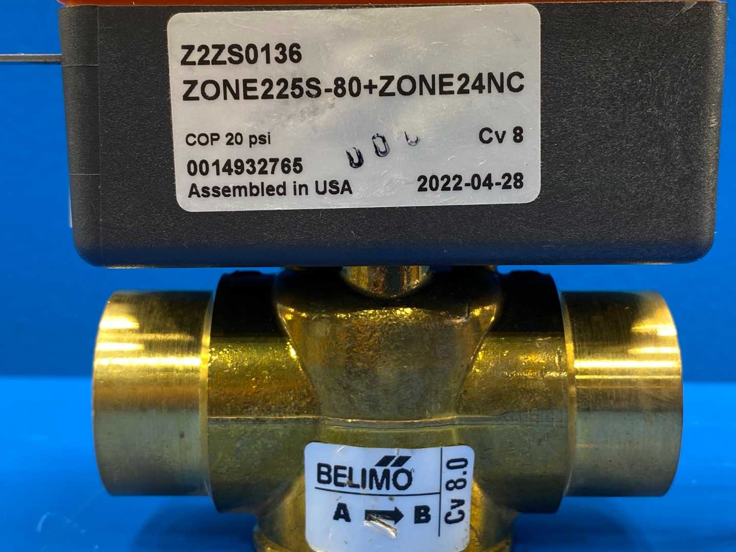 Belimo Z2ZS0136, ZONE225S-80+ZONE24NC, Zone Valve 24VAC, 7VA