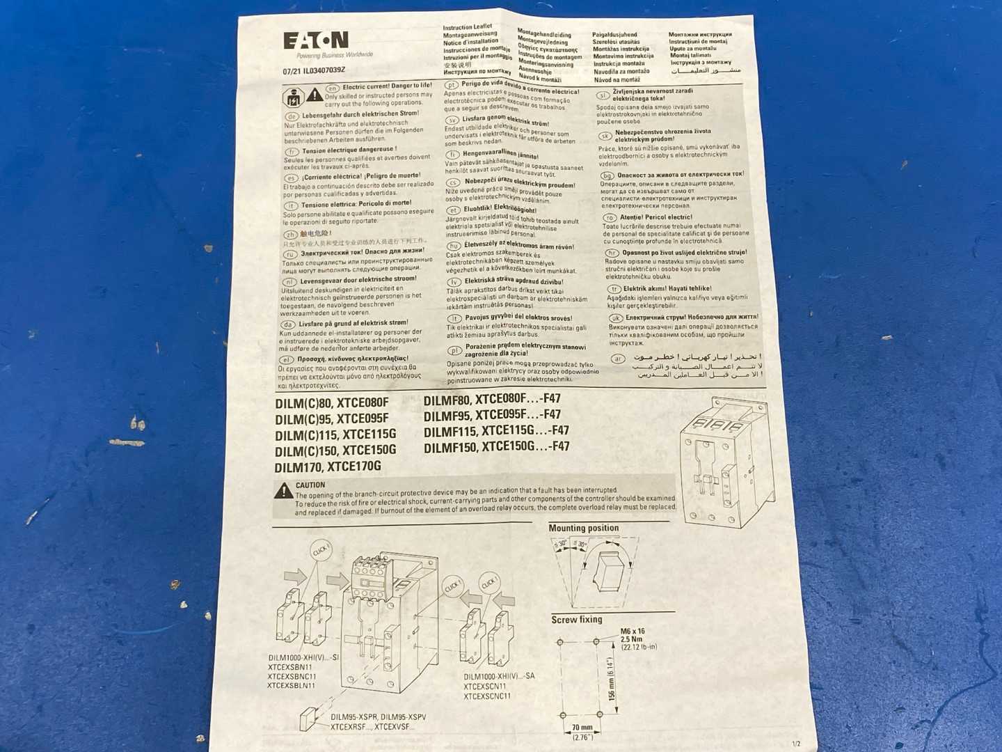 Eaton XT IEC contactor, XTCE115GS1T, 115A,24-27V Coil. 3-pole