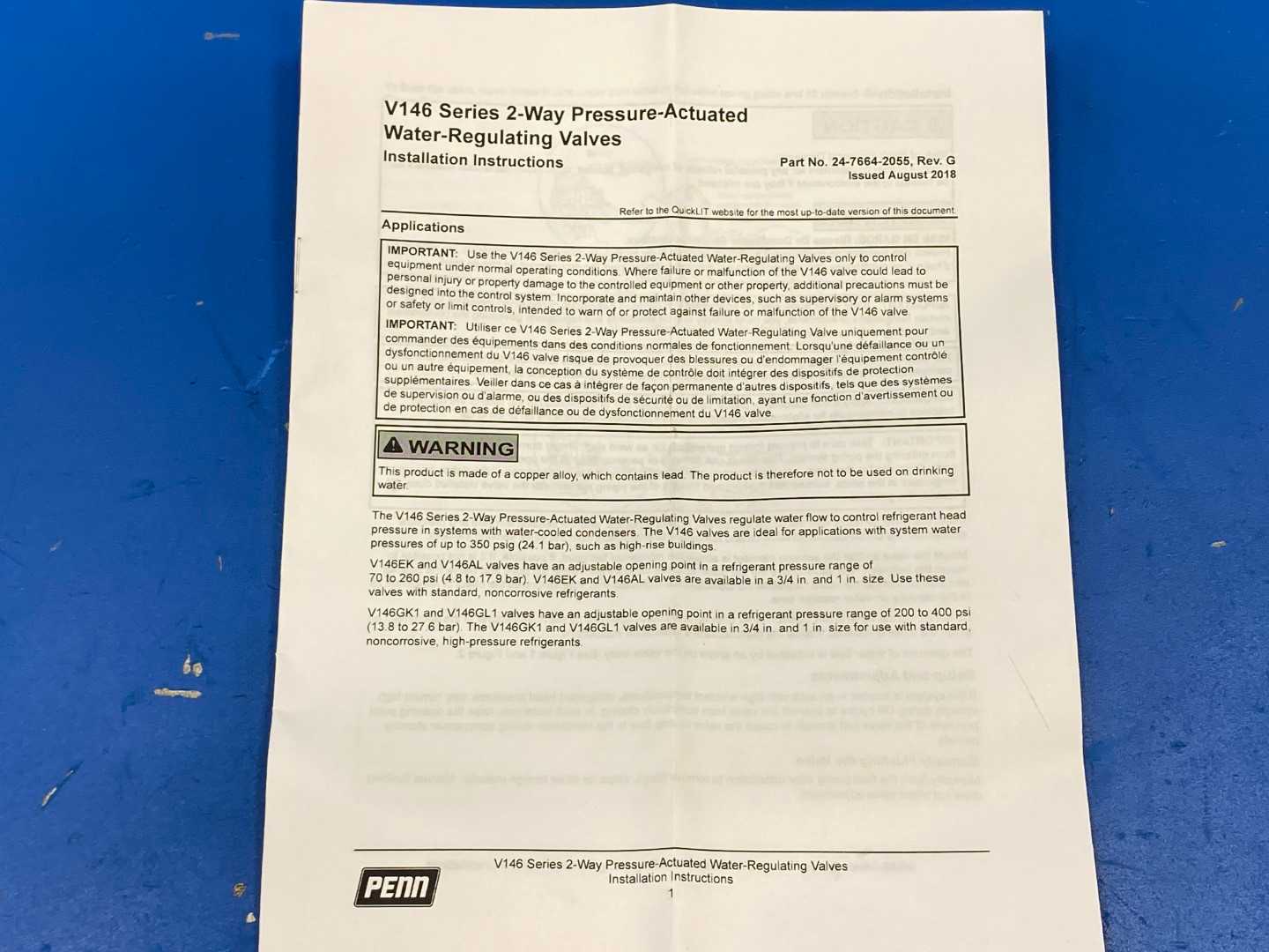 Johnson Controls Penn V146GL1-001C, 1" 2-Way High Water Pressure Valve