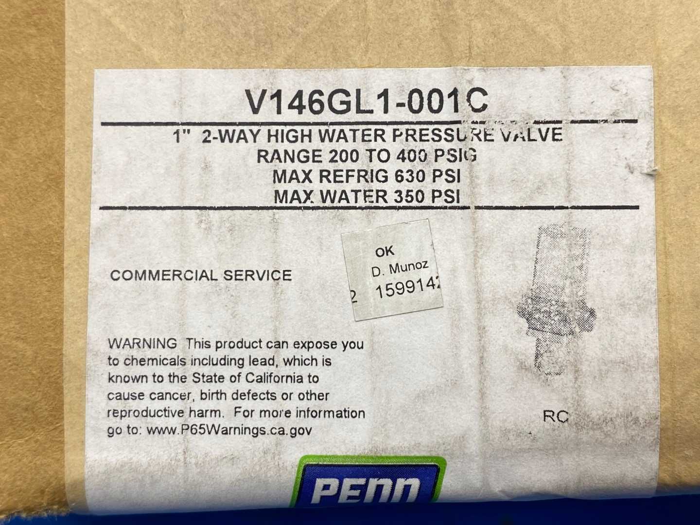 Johnson Controls Penn V146GL1-001C, 1" 2-Way High Water Pressure Valve