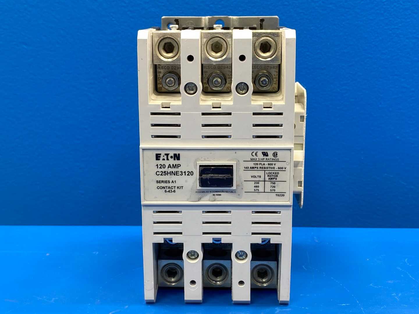 Eaton Definite Purpose Contactor C25HNE3120T Series A1, 24V Coil, 60Hz, 3-Pole