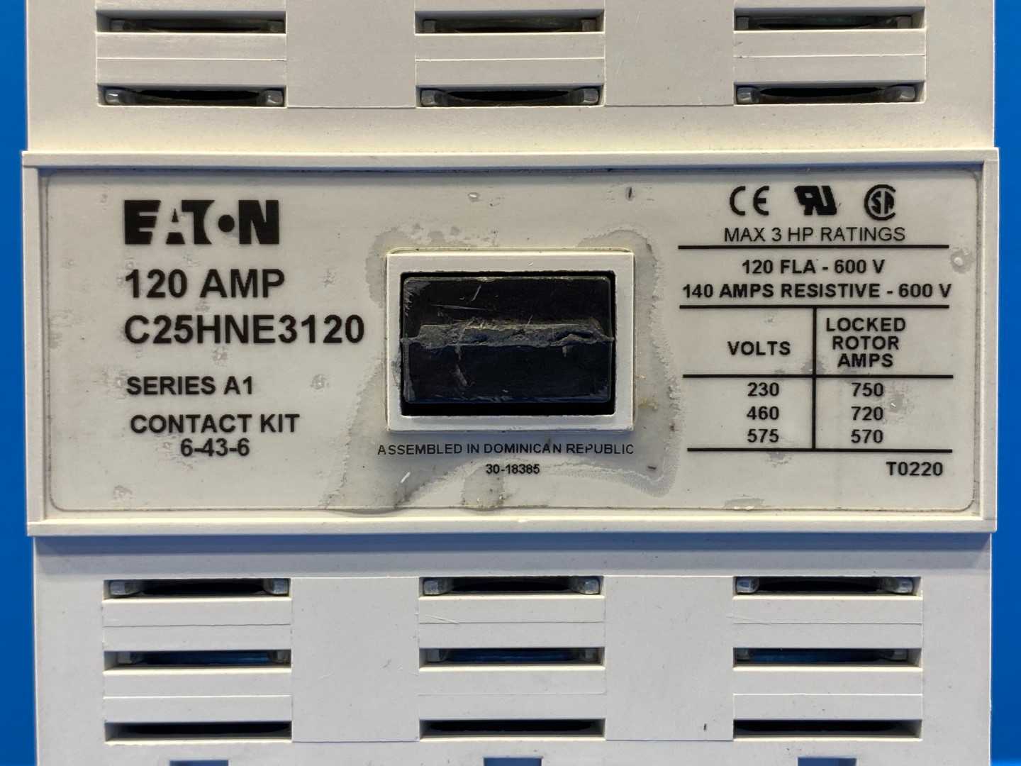 Eaton C25HNE3120T Definite Purpose Contactor – 24V Coil, 60Hz, 3-Pole, Series A1