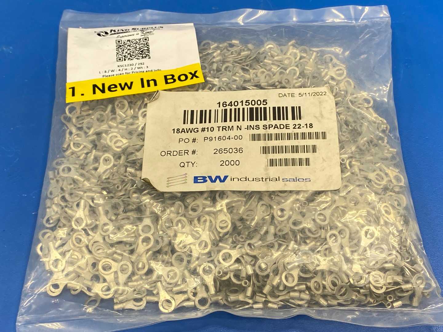 Non-Insulated Ring Terminal 22-18 awg #10 Bag of 2000