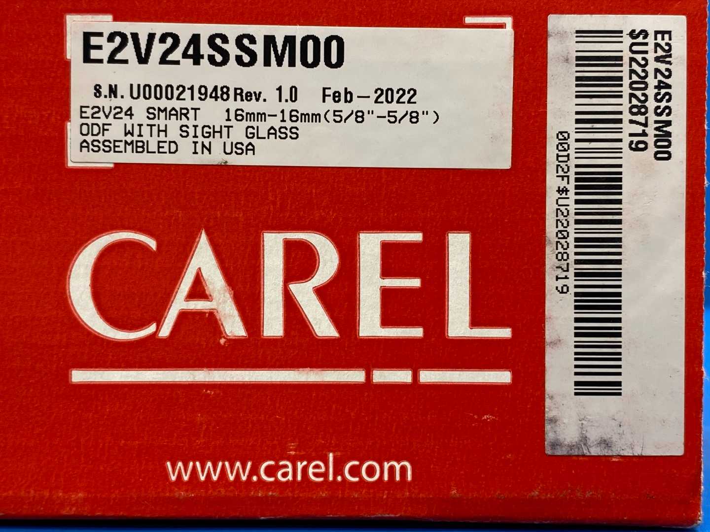 Carel E2V24SSM00 16mm-16mm (5/8"-5/8") Electronic Expansion Valve