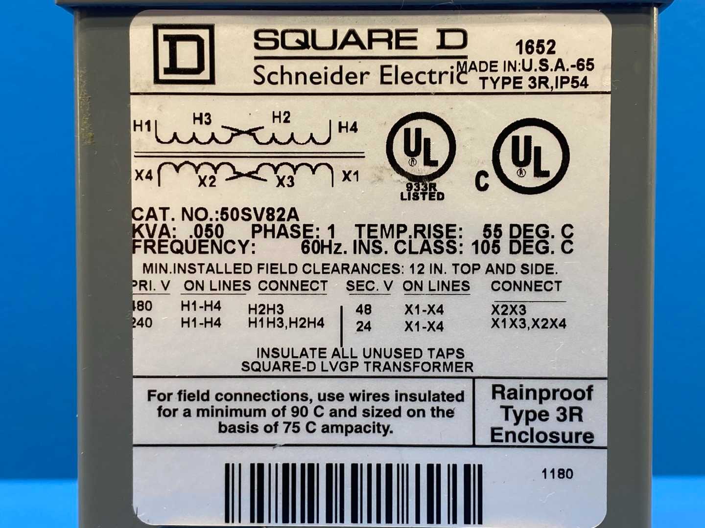 Square D 50SV82A General Purpose Transformer 600V