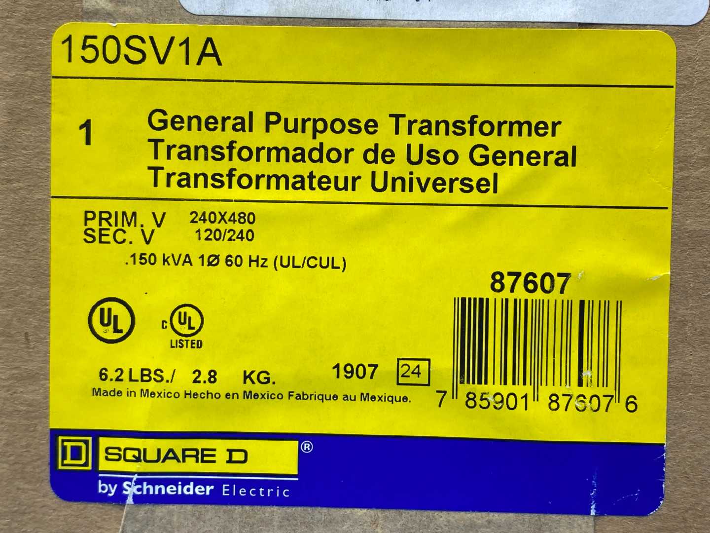 Square D 150SV1A General Purpose Transformer 240x480V