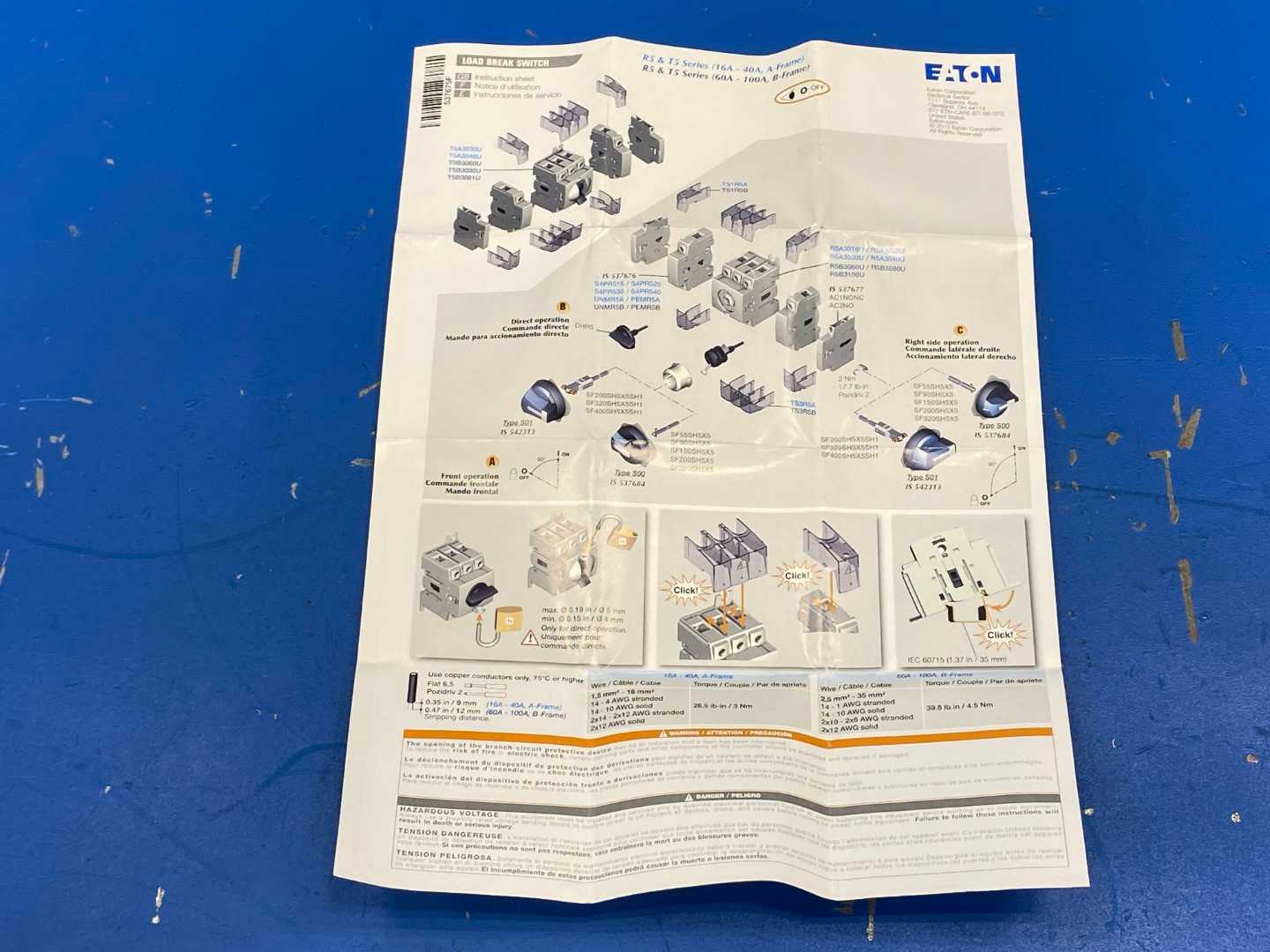 Eaton T5B3080U General purpose switch 80A, 3 Pole, 600AVC, B Frame