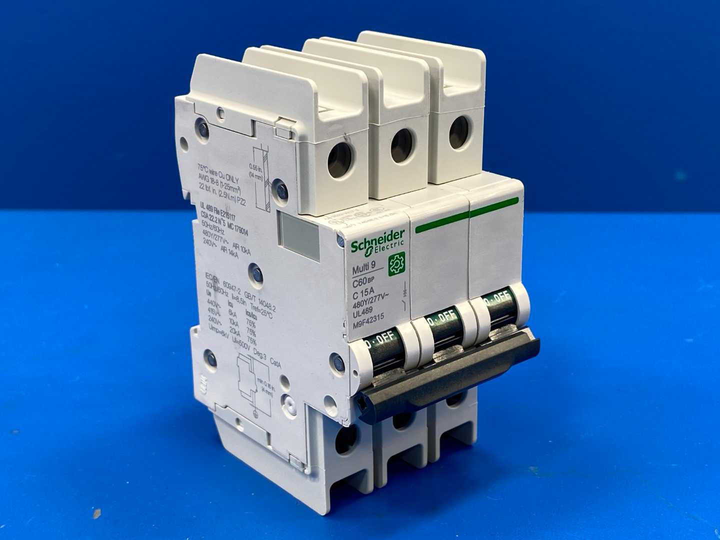  Schneider Electric M9F42315 Circuit Breaker, Miniature, Multi9, 3P, 15A