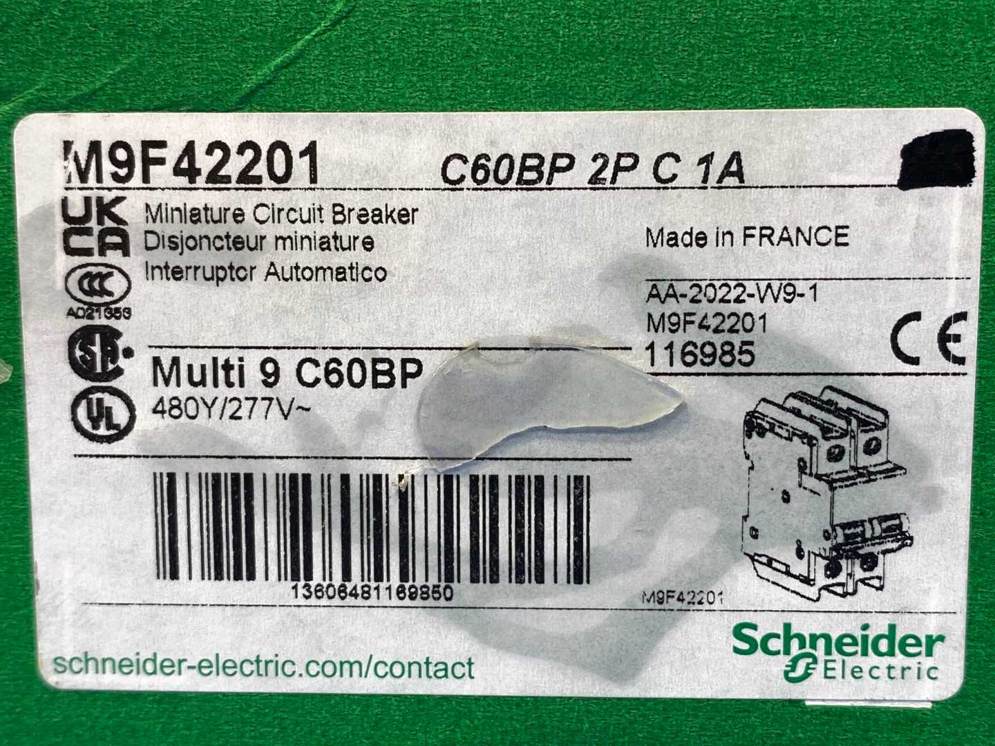 Schneider Electric M9F42201 Miniature Circuit Breaker 1A 2 Pole