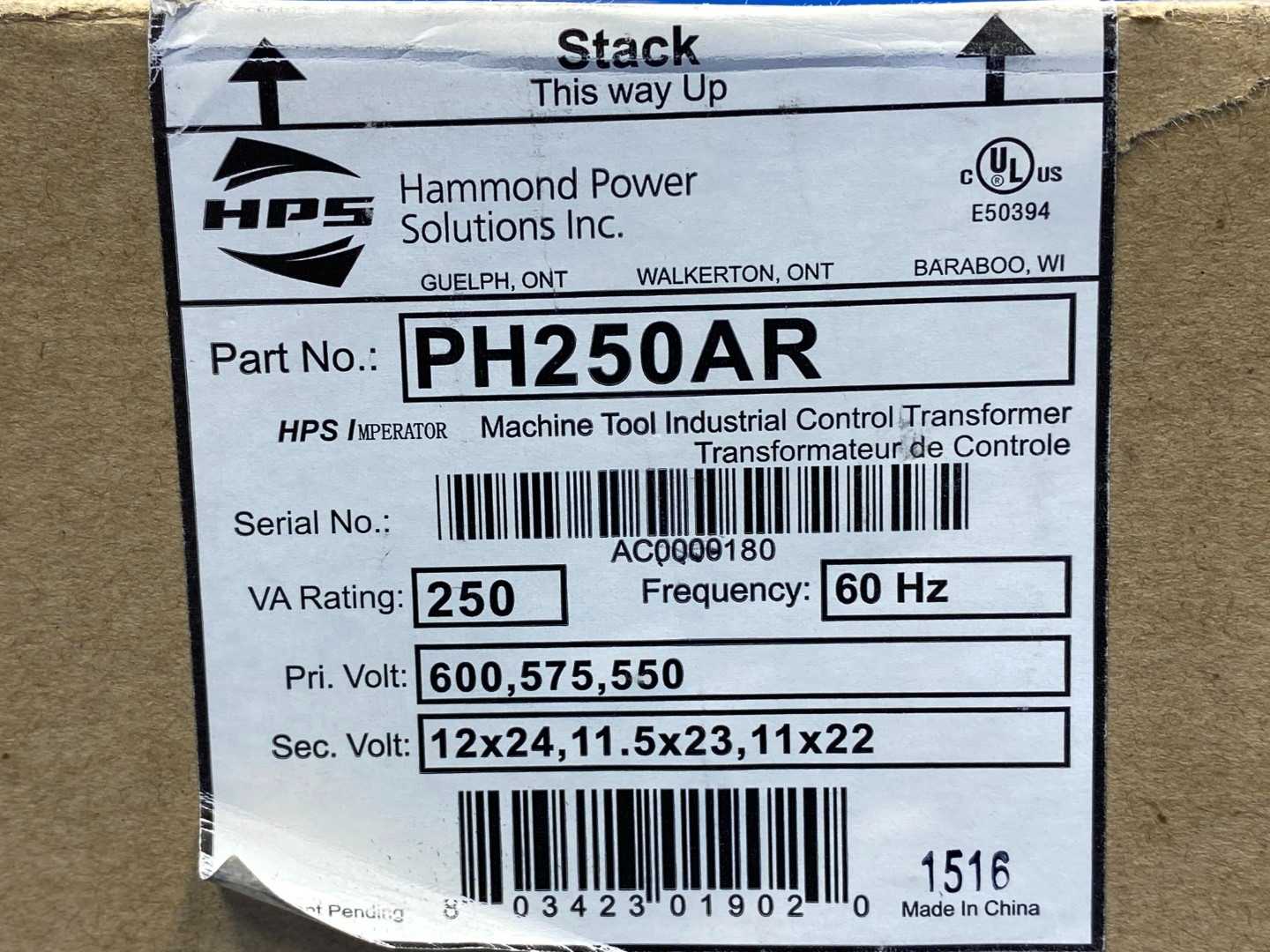 HPS PH250AR Industrial Control Transformer 60HZ- 250VA