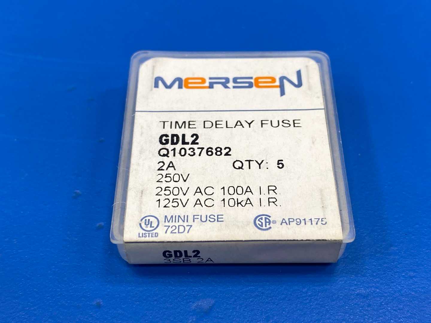 Mersen Time Delay Mini Fuse GDL2, 2A, 250V (Pack of 5)