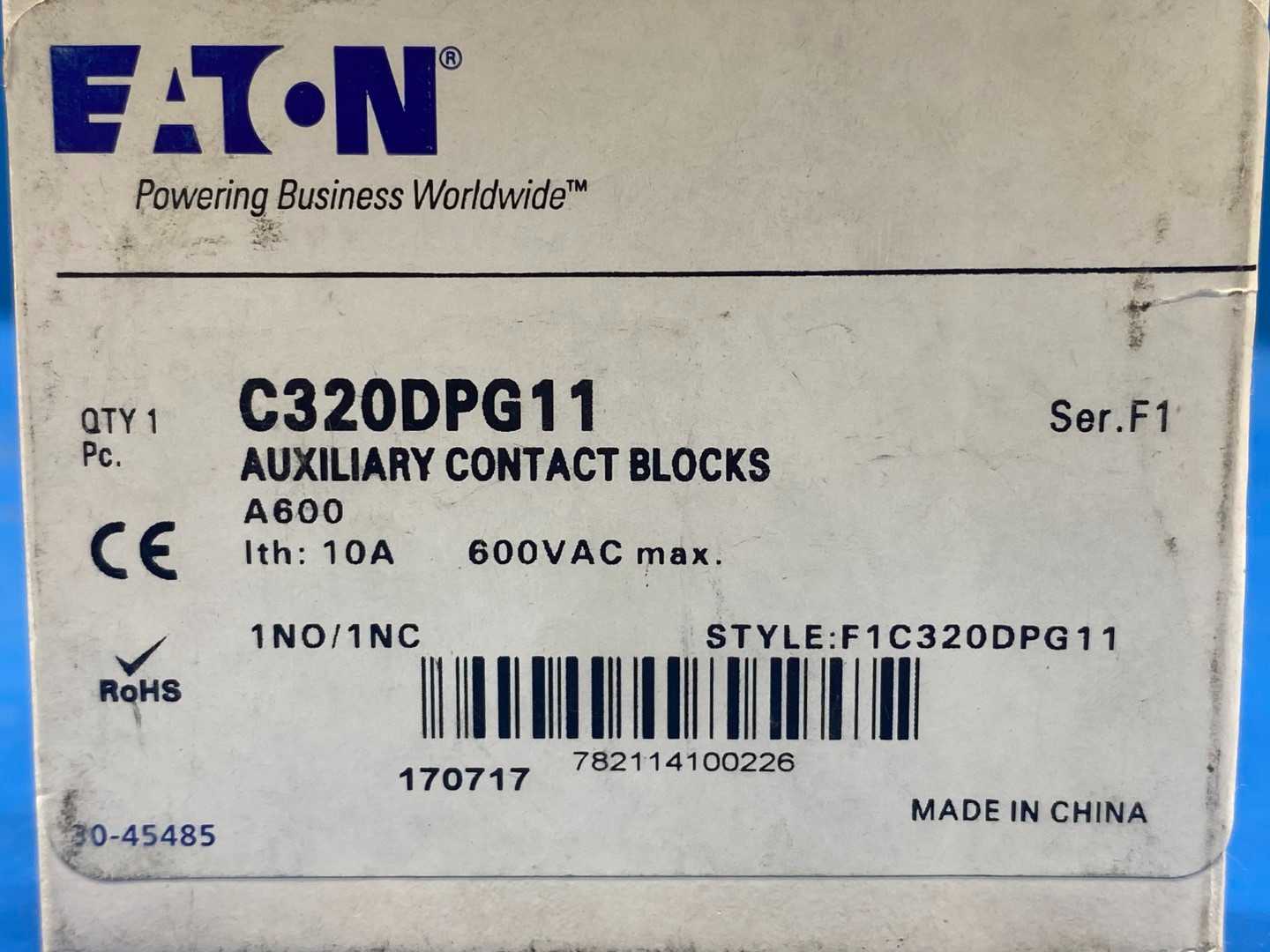 Eaton Auxiliary Contact Block C320DPG11, 500V-1.5A