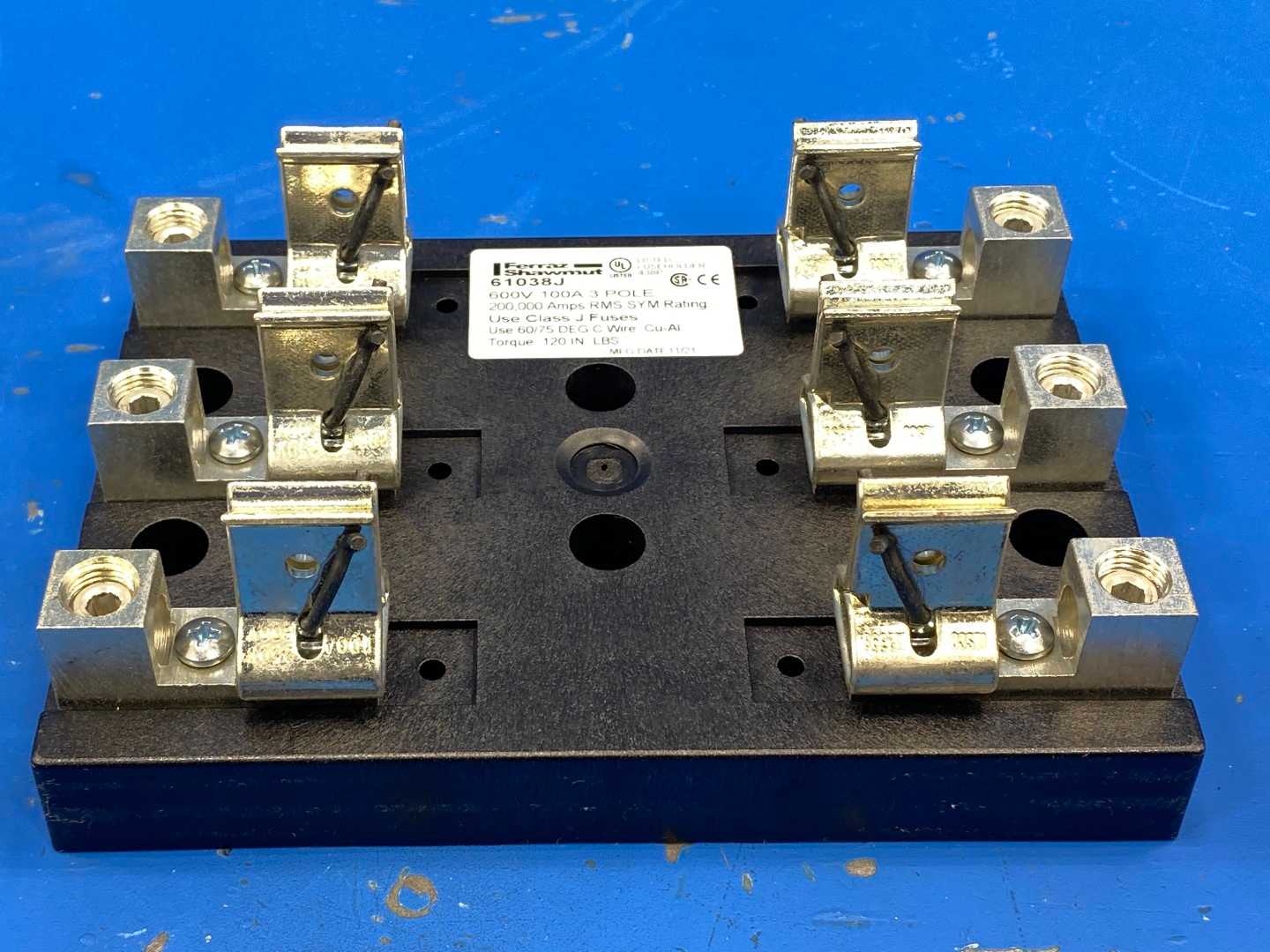 Mersen Fuse Block 61038J, 600V-100A 